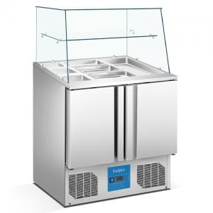 S902FG Restaurant stainless steel salad bar refrigerated counter Refrigerator salad fridge workbench pizza Sandwich preparation table